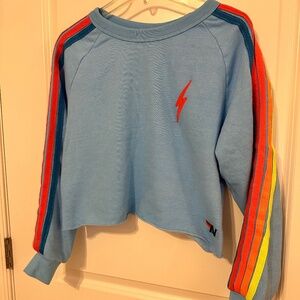 Aviator Nation - BOLT EMBROIDERY CLASSIC CROPPED CREW SWEATSHIRT - Size S